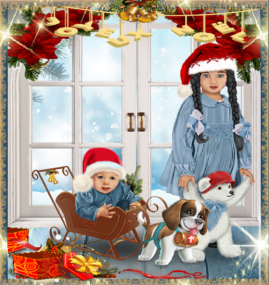 Joyeux Noël / Deux enfants et leurs jouets