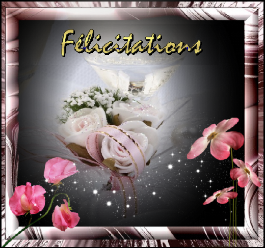 Félicitations/ fleurs et coupe
