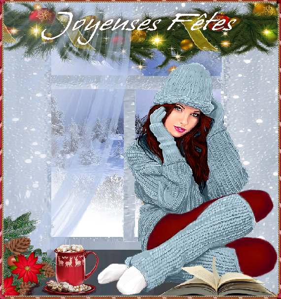 Joyeuses fêtes/ fille brune en hiver 
