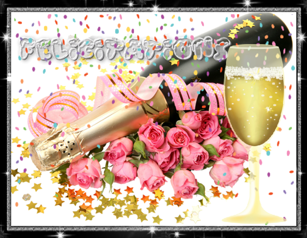 FELICITATIONS/Champagne, roses .