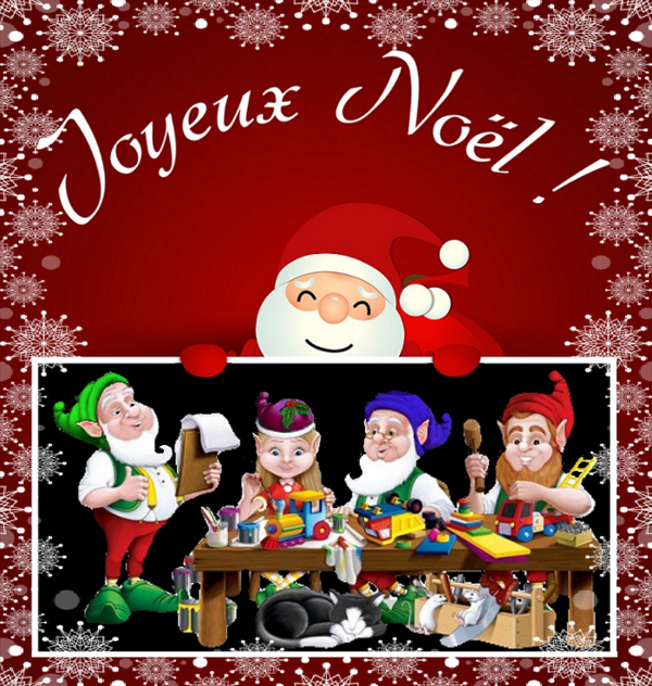 Père Noël et Lutins dans son atelier/ Joyeux Noël