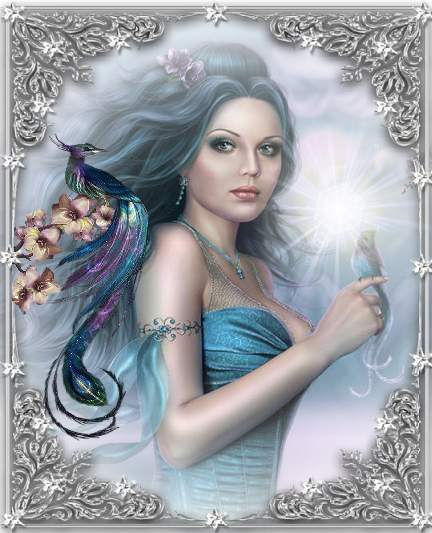 Jeune femme brune et oiseaux de paradis