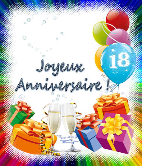 Joyeux anniversaire 18 ans/ Ballons, cadeaux, champagnes