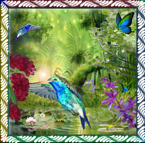 Colibris sur fond exotique