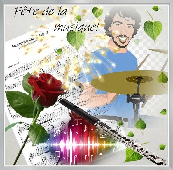 Fête de la musique / rose, batteur.