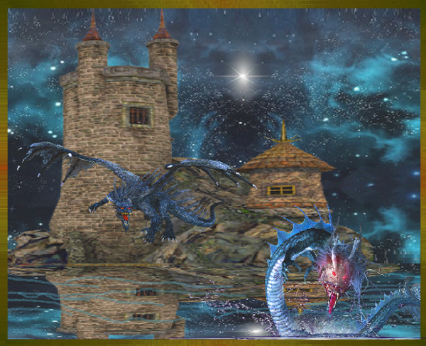 dragon et serpent de mer de nuit