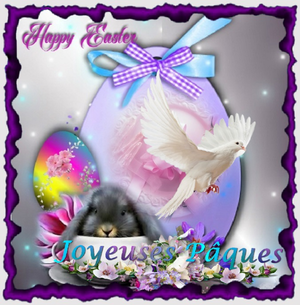 Joyeuses Pâques/Colombe et lapin