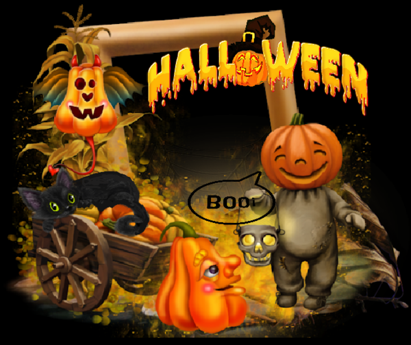 Halloween rigolo enfant chat citrouilles