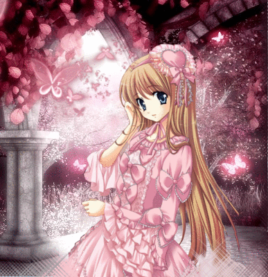 Jeune fille manga robe rose