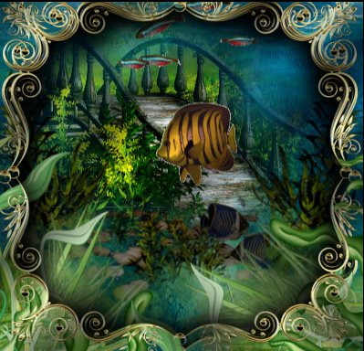 Aquarium, pont et poissons