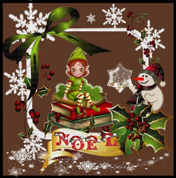 Noël lutin et bonhomme de neige