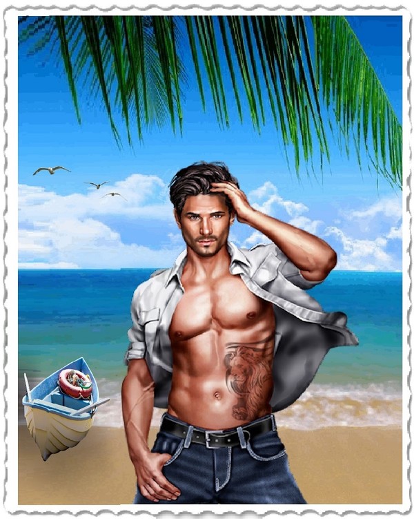 Bel homme plage barque