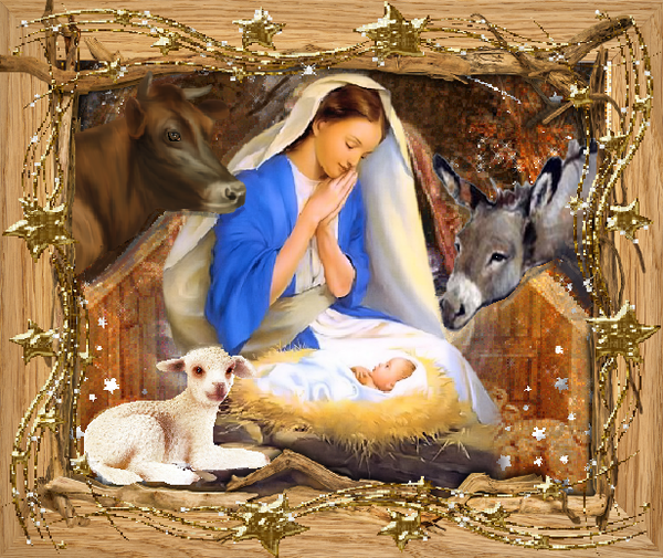 Crèche: Marie et l'enfant Jésus