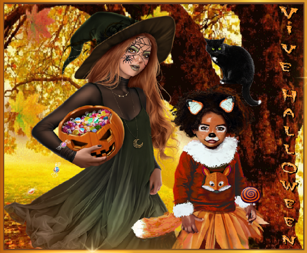 Vive Halloween.Jeunes filles déguisées 