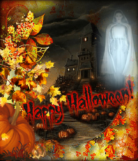 Happy Halloween/ Manoir et dame blanche