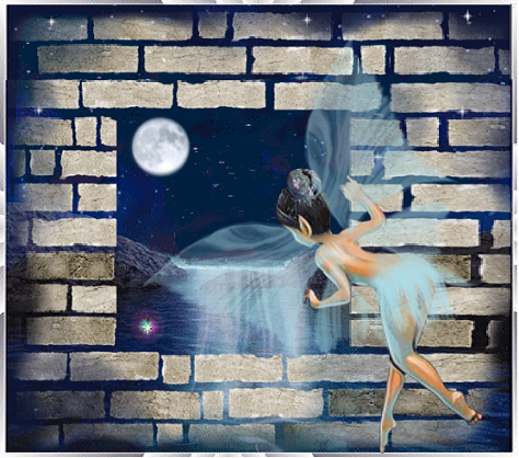 Petite fée bleu , pleine lune.