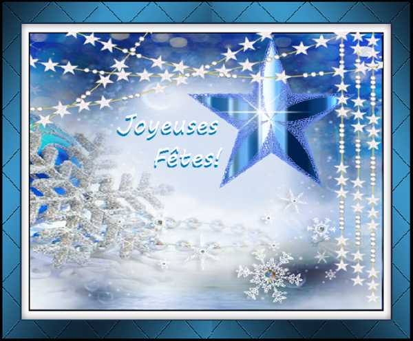 Joyeuses Fêtes / déco en bleue , neige.