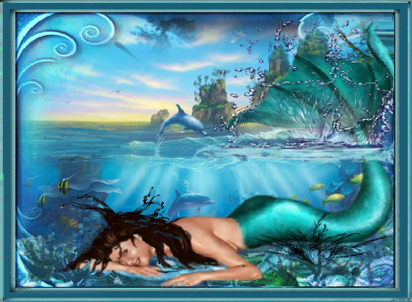 Sirène brune au fond de l'océan , dauphins, etc