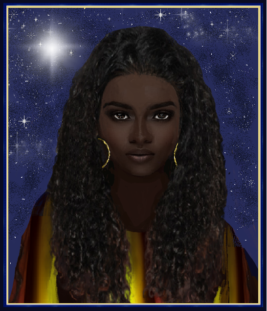 Belle Afro-Américaine/ nuit étoilée .