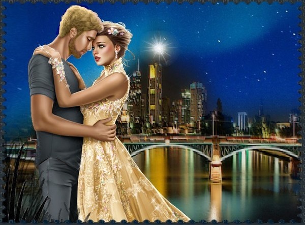 couple fond pont ville de nuit .