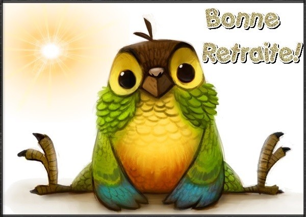 Bonne retraite/ soleil et oiseau