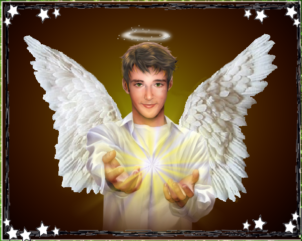 Ange gardien jeune homme et lumière divine