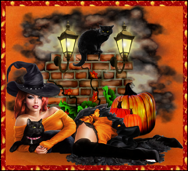 Sorcière et ses chats noirs