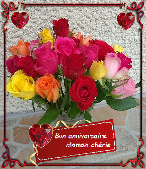 Bon Anniversaire Maman Bouquet De Roses Multicolores