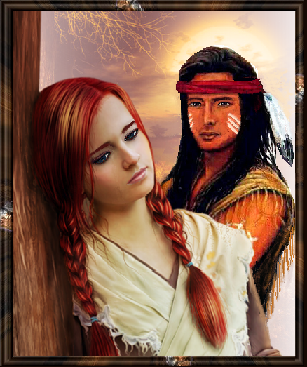 Jeune pionnière et son sauveteur indien. 