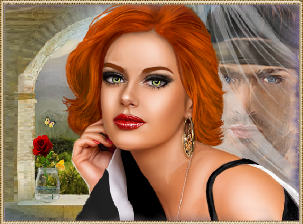 Fille rousse rêve de son amoureux