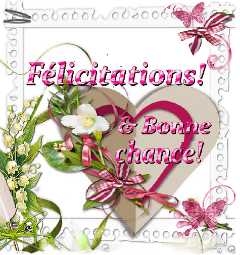 Félicitations et bonne chance, coeur et décor champêtre