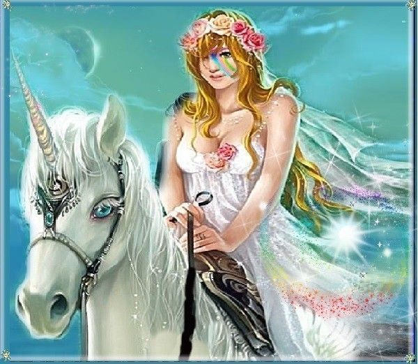 Licorne et elfe arc en ciel